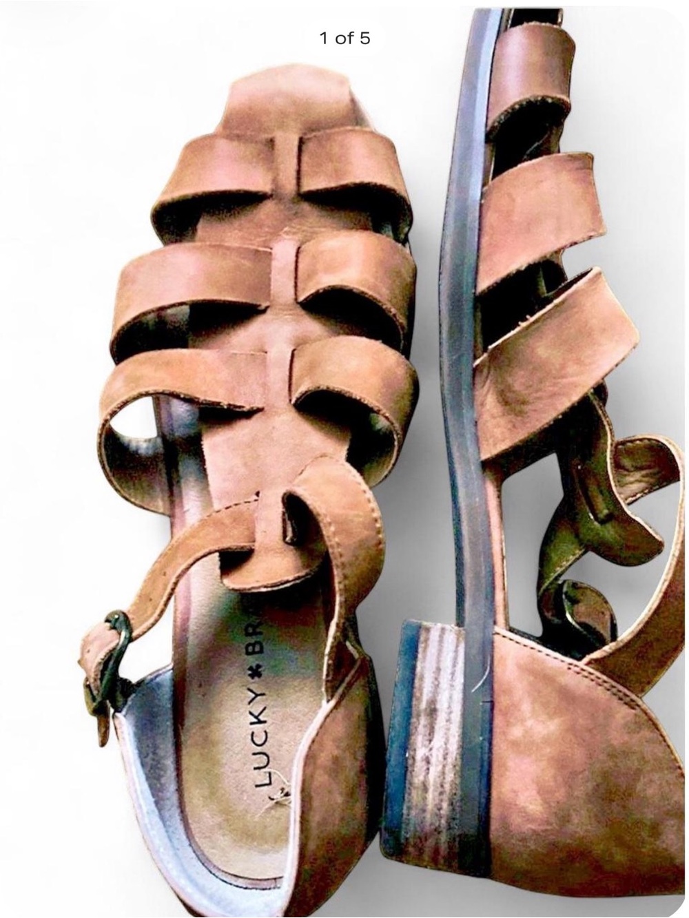Lucky Brand Brown Nubuck Strappy Sandals for women size 8 M/ 38 1/2